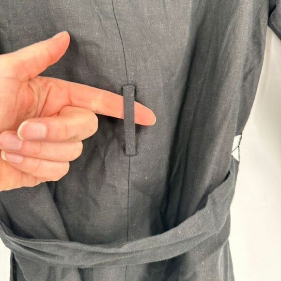 NWT Banana Republic Linen Tie Back Black Split Hem Blouse Small - Picture 11 of 15